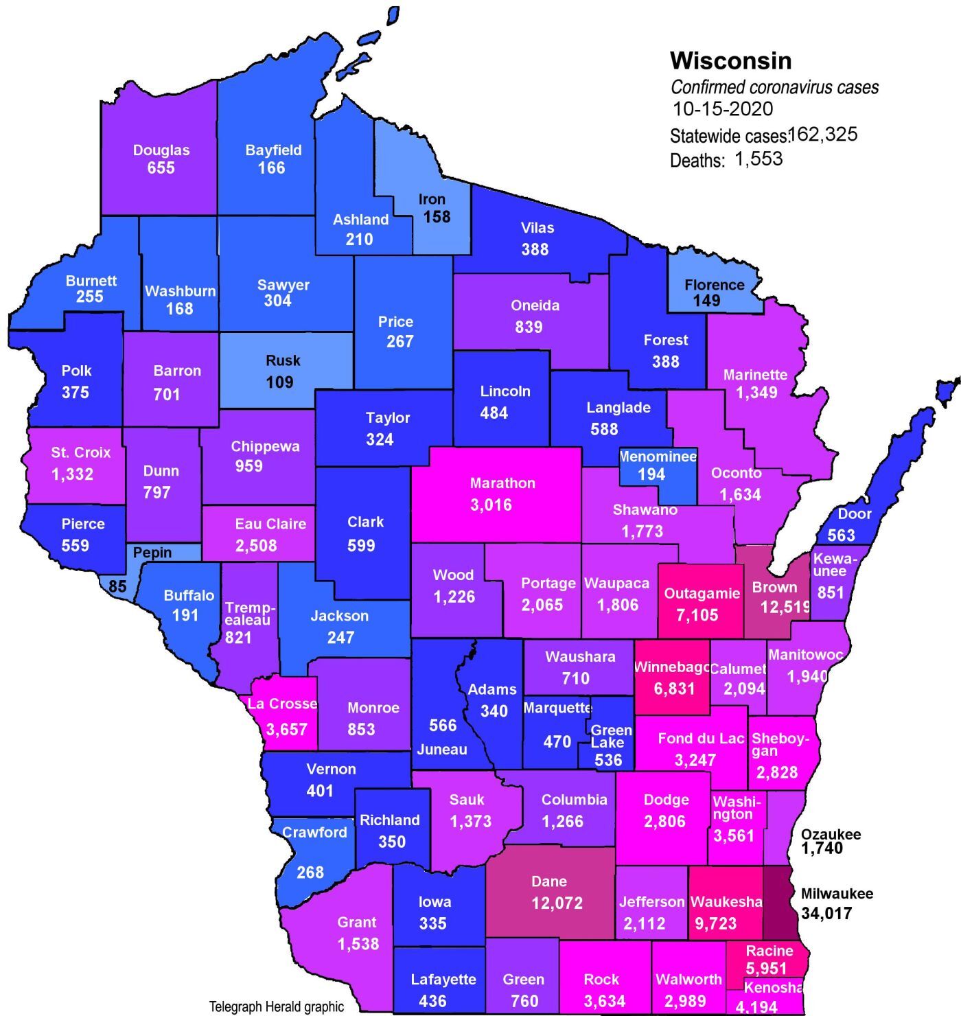 Where is COVID in Wisconsin? (10-15-20)